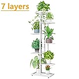 Blumenregal Bonsai Basis Display 7 Schichten Pflanzenständer Indoor Outdoor, Pflanzenregal Multi-Tier-Blütenständer, Gartenregale Eisen Pflanzenanzeige Halter Rack für Home Dekoration ( Color : Wit )