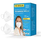 TechniSat TECHNIMASK 2.1 – 15 Stück FFP2 Maske aus Deutschland (CE zertifiziert, Dolomitstaub-geprüft, 5-lagige Atemschutzmaske mit hochwertigem Vlies, dermatologisch getestet, Made in Germany)