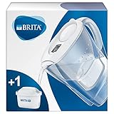 BRITA Wasserfilter Marella weiß inkl. 1 MAXTRA+ Filterkartusche – BRITA Filter zur Reduzierung von Kalk, Chlor, Blei, Kupfer & geschmacksstörenden Stoffen im Wasser, 25.7 x 10.5 x 25.5 cm