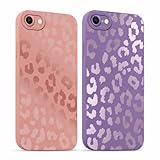 ZhuoFan 2 Stück Handyhülle für iPhone 7/8/iPhone SE 2022/2020 hülle 4,7'', Aesthetic Leopard Muster Design Rosa Lila Weiche TPU Silikon Stoßfest Kameraschutz Schutzhülle Bumper Mädchen Case, 06-2