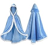 Proumhang Prinzessinnen Umhang Prinzessinnen Cape Prinzessin Kostüm Umhang Kinder Mädchen Prinzessin Umhang mit Kapuze Blau 110 für 3-4 Jahre