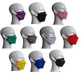 ESLH Colour mix: 30x FFP2 Maske bunt fischform CE zertifiziert farbig im set mit 10 verschiedenen Farben für Erwachsene mit minimalem Atemwiderstand