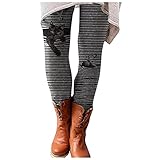 Hkdjaess Thermo Leggings Weihnachten Rentier Stretch Thermo Leggings Damen Outdoor 3D Muster Komfortablen Thermo Outdoor Hosen Tights 3D Druck Casual Freizeithose (Schwarz, S)