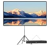 VISULAPEX 80' Leinwand Beamer mit Ständer, 4K HD 16:9 Leinwand Beamer Tragbar, Leicht und Kompakt, Ideal für Heimkino, Camping und Freizeitveranstaltungen