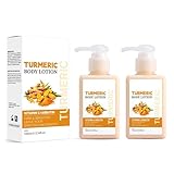 2 Stück Kurkuma Körperlotion, Vitamin C and Turmeric Body Lotion, Aufhellende Körperlotion, Nicht Fettende, Entfernung von Hyperpigmentierung, für alle Hauttypen, für Männer und Frauen