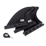 Eisbach Riders Surfboard Future Fin Thruster Set mit Fin Key (Größe G5 Medium) - Finnen Flossen fürs Kiteboard und Surfbrett (Schwarz)