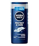 NIVEA MEN Protect & Care Duschgel (250 ml), pH-hautfreundliche Pflegedusche, Männer Duschgel mit natürlicher Aloe Vera für Körper, Gesicht und Haar