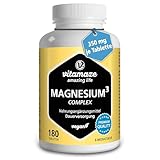 Magnesium Komplex, 350 mg elementares Magnesium in 1 Tablette, 180 hochdosierte vegane Tabletten mit 24h Depot-Effekt, Magnesium-Citrat-Carbonat-Oxid ohne Zusatzstoffe, Made in Germany