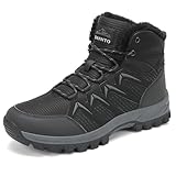 DANNTO Herren Warme Gefütterte Winterschuhe Winterstiefel Wanderschuhe Trekkingschuhe Draussen Schneestiefel (Schwarz-C,43)