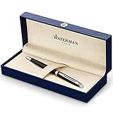 Waterman Hémisphère Kugelschreiber | Mattschwarz mit Chromzierteile | Mittlere Spitze | Blaue Tinte | Geschenkbox