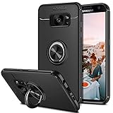 Coolden für Samsung Galaxy S7 Edge Hülle mit 360 Grad Drehbarer Ring Halter Ständer Ultra Dünn Handyhülle Case Weich TPU Bumper Cover Outdoor Stoßfest Schutzhülle für Samsung S7 Edge (Schwarz)