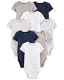 Simple Joys by Carter's Unisex Baby Neutral Short-Sleeve Bodysuit Body, Marineblau Heidekraut/Weiß/Haferbeige, 0-3 Monate (8er Pack)