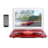 YOOHOO 16.9' tragbarer DVD Player für Auto und Kinder mit Bildschirm 14.1' HD Bildschirm,mit akku,unterstützt alle Regionen, mehrere Regionen, Auto DVD Player für Kinder, Kopfhörer/SD/USB, rot