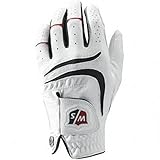 Wilson Staff Herren Golfhandschuh, Grip Plus, Material-Kombi, Größe: M/L, Linkshand, MLH, weiß, WGJA00680ML