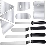 Winkelpalette Set 4 Stück Edelstahl Streichpaletten Tortenmesser 4, 6,8,10 Zoll, 6 Stück Winkelpaletten Zuckerguss, Icing Spatel Smoother für Verteilen von Sahne und Kuchen Dekorieren