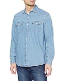 Amazon Essentials Herren Langärmeliges Jeanshemd, Normale Passform, Hellblau, M