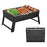 ROIMOE Holzkohlegrills Grill BBQ Portable, Tischgrill Campinggrill Picknickgrill, Abnehmbare BBQ Grills Klappgrill Minigrill für Outdoor Terrasse Camping (Large)