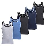 MT Herren Melange Tank Top (5er Pack), Baumwoll Feinripp Unterhemd ohne Arm - 5farb-Pack mit Blau 5 (M)