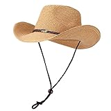 Willheoy Cowboyhut Strohhut Damen Herren Sonnenhut Sommer Strandhut Westernhut Panama Hut Unisex Cowboy Hut Faltbar Strohhut Krempe Sommerhut