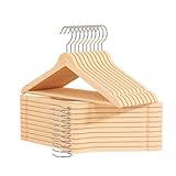 OGIVO Kleiderbügel Holz - 20 Stück - Holzbügel für Ihren Garderobe - Haken um 360° drehbar - Einkerbungen im Schulterbereich - Hangers (Natur)