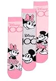 Disney Minnie Mouse Socken für Mädchen - Kinder Kindersocken Sneaker Söckchen Rosa (3er Pack) (DE/NL/SE/PL, Numerisch, 23, 26, Regular, Rosa)