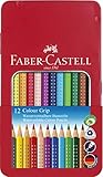 FABER-CASTELL 112413 - Buntstifte Colour GRIP, 12er Metalletui