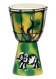 Wogeka - 25 cm Djembe - Bongo mit Airbrush-Bemalung Elefant grün als Geschenk-Idee Afrika Style Drum Trommel 20