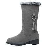 Damenstiefel, Winter-Schneeschuhe, verdickte Winterstiefeletten, modische Fußgewölbeunterstützung, kurze Outdoor-Stiefeletten, grau, 41 EU