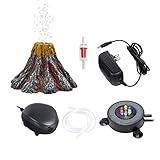 YWNYT Aquarium Vulkan Ornament Kit mit Luftpumpe, Bunte LED Licht Luft Stein Luft Blaser Dekoration für Fischtank, Aquarium Ornament Fisch Tank Decor