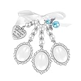 KAHDGSS Limtula Family Bowknot Foto Edelstein Halter Engel Anhänger Schleifen Perle Oval Bouquet Charm Hochzeit Boutonniere für Mutter der Braut, 1, 1