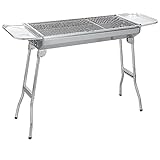 Sunjas Edelstahl Holzkohlegrill, Klappgrill Outdoor BBQ Grills, Portable Campinggrill, Standgrilll, Grillwagen Kohlegrill- 74 x 33.5 x 71.5