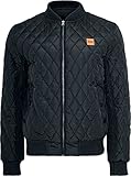 Urban Classics TB862 Herren Steppjacke - Diamond Quilt Nylon Jacke - Ideal als Übergangsjacke, Schwarz (black 7), Gr. Large