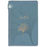 paper&you® Notizheft A6+ dotted 'Blue Ginkgo' mit 64 Seiten, Notizbuch klein, Mini Bullet Journal - nachhaltig & klimafreundlich