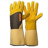 ROSTAING Handschuhe RONCIER - Ein Paar Gartenhandschuhe - Lederschutz - Gartenhandschuhe für Dornen und Brombeeren und Arbeitshandschuhe, Beige