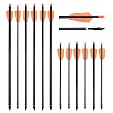 SHARROW 12 Stück Armbrustpfeile 15 Zoll Carbonpfeile Armbrustbolzen 7.3 Zoll Spine 350 Bolzen für Armbrust mit 100 Grains Pfeilspitzen für die Bogenschießjagd (Orange, 15')