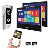 TUYA 1080P Video-Türsprechanlage, Video-Türtelefon, Touchscreen mit 25,4 cm (10 Zoll) Kabel, unterstützt Slide-Karten-Eingang und Bewegungserkennung, 2 Monitore