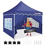 HOTEEL Faltpavillon 3x3 wasserdicht stabil mit 4 Seitenwänden, Pavillon 3x3 UV 50+, Faltpavillon 3x3 verdicktem Rahmen, einfach aufstellbarer, Partyzelt 3x3 für Hochzeiten,Partys,Terrasse(Dunkelblau)