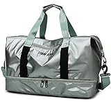 LEcylankEr Reisetasche Groß mit Schuhfach, Wasserdichter Sporttasche für Männer und Frauen, Gym Bag mit Nassfach, Sporttaschen für Training Geschäftsreisen Shopping Fitness (Grün)