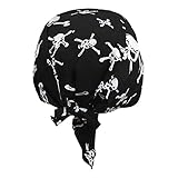 Kopftuch für Damen Herren Bandana Cap Hut Sport Kopfbedeckung Piratenmütze Hip Hop Cap Stirnband aus atmungsaktive Baumwolle(Schwarz)