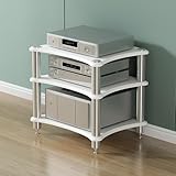 1/2/3/4-stufiger AV-Medienständer Albumhalter Schallplatten Heim-Medienserver DVD-Aufbewahrungstürme Schallplattentisch Büro Wohnzimmer Heimkino DVD-Player,Spielekonsole,WLAN-Router(White,3tier)