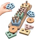 Joozmui Holz Montessori Spielzeug ab 1 2 3 Jahr, Holzspielzeug Motorikspielzeug Baby 6 9 Monate Babyspielzeug Sortierspiel Kinderspielzeug Lernspielzeug Steckpuzzle