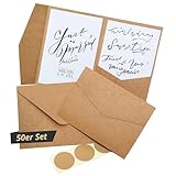 Japun - 50 Pocketfold blanko Kraft-Papier Karten inkl. Briefumschläge (DIN B6), Hochzeit, Einladung, gestalten, beschriften ...