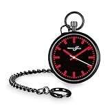 Hermann Jäckle Berlin Quarz Taschenuhr incl. Kette & Etui (Rot)