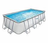 Summer Waves Pool Elite Aufstellpool eckig 549 x 274 x 132 cm mit Sandfilterpumpe Komplettset - Schwimmbad Gartenpool - Lichtgrau