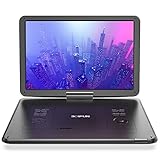 17,5’’ Tragbarer DVD Player mit 15,6’’ HD Display, 6 Stunden Wiederaufladbare Batterie, Unterstützung für USB/SD-Karte/AV-Übertragung, Sync TV/Projektor Bildschirm, Schwarz, BOIFUN