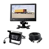 9-Zoll-TFT-LCD-Monitor for Bus, LKW, Wohnmobil + 4-polige 18-LED-Rückfahrkamera, 15 m Kabel, 12 V-24 V(Black)