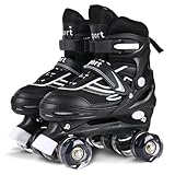 Kinder Rollschuhe für Mädchen, Jungen und Anfänger, 4 Größen Verstellbare Quad Skates, geeignet für den Innen- und Außenbereich (Black, M (34-37))