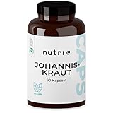 Nutri+ Johanniskraut Extrakt 90 Kapseln - hochdosiert vegan mit 4,5 mg Hypericin - Johanniskrautextrakt - St. John’s Wort Extract Hypericum perforatum