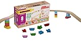 Alpha Boosterz Gleisverbinder – 10-teiliges Trail-Set, Holzeisenbahnschienen und Bausteine ​​für Kinderspielzeug – passend für Brio-Gleisset und Duplo-Eisenbahnschienenadapter – langlebiger Holzzug