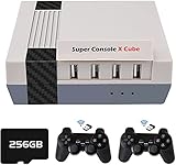 Super Console X Cube 256 GB Wireless Retro Videospielkonsole,Eingebaute 50+ Emulatoren & 50.000 Spiele, 4K TV HD/AV-Ausgang,Doppelte Controller-Spieler-Spielebox mit 2 Gamepads für PSP/PS1/NES/DC/N64